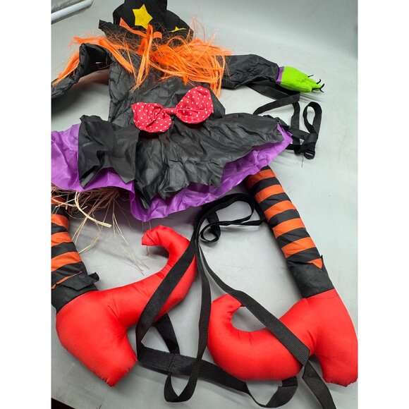 Halloween Witch Hanging Decoration With Orange Hair & Striped Legs Humorous READ - Picture 4 of 6
